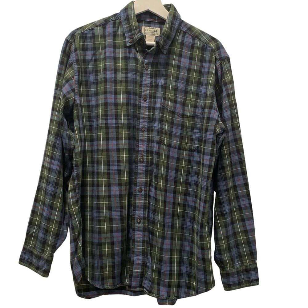 Vintage L.L Bean Scotch Plaid Flannel Shirt Button Front Cotton Mens M